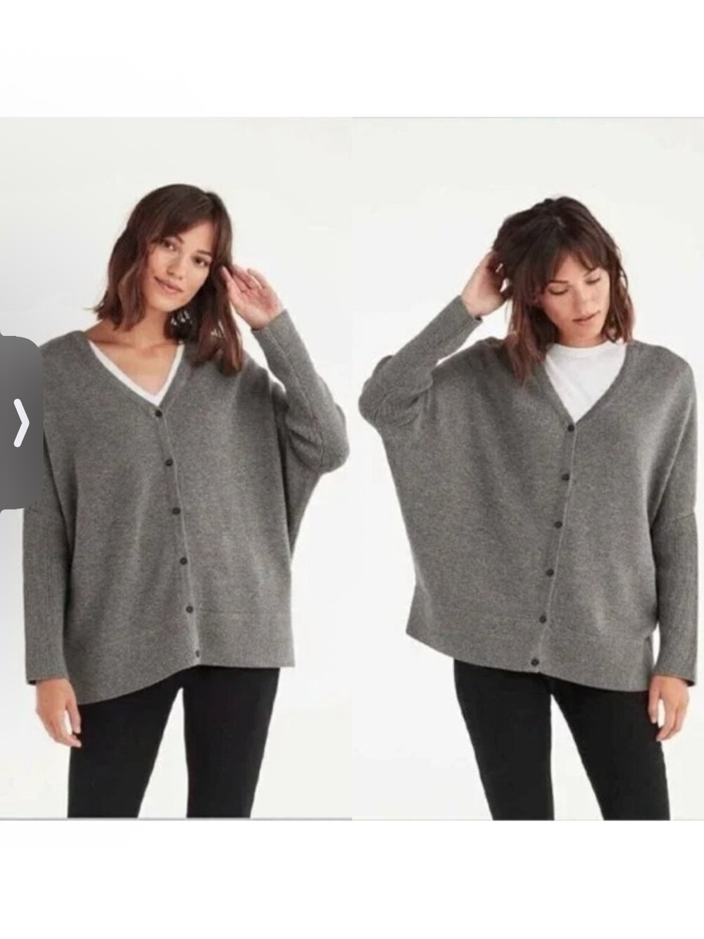 VETTA 100% Organic Cotton Oversized Capsule Knit Cardigan 2-Way Size S preppy